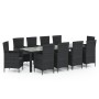 Set comedor de jardín 11 piezas y cojines ratán sintético negro de , Conjuntos de jardín - Ref: Foro24-3094872, Precio: 951,24 €