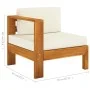 3-seater garden sofa with cream cushion in solid acacia wood by vidaXL, Garden sets - Ref: Foro24-3057927, Price: 372,85 €, D...