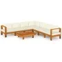 Gartenmöbel 8 Stück Kissen weiß cremefarbenes Akazienholz von vidaXL, Gartensets - Ref: Foro24-3057940, Preis: 940,74 €, Raba...