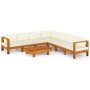Gartenmöbel 8 Stück Kissen weiß cremefarbenes Akazienholz von vidaXL, Gartensets - Ref: Foro24-3057940, Preis: 956,35 €, Raba...