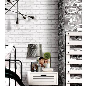 Urban Friends & Coffee Wallpaper gray and white bricks by , Painted paper - Ref: Foro24-425320, Price: 27,72 €, Discount: %