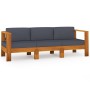 3-Sitzer-Gartensofa mit dunkelgrauem Akazienholzkissen von vidaXL, Gartensets - Ref: Foro24-3057946, Preis: 420,81 €, Rabatt: %