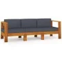 3-Sitzer-Gartensofa mit dunkelgrauem Akazienholzkissen von vidaXL, Gartensets - Ref: Foro24-3057946, Preis: 430,83 €, Rabatt: %