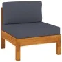 3-Sitzer-Gartensofa mit dunkelgrauem Akazienholzkissen von vidaXL, Gartensets - Ref: Foro24-3057946, Preis: 430,83 €, Rabatt: %
