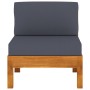 3-Sitzer-Gartensofa mit dunkelgrauem Akazienholzkissen von vidaXL, Gartensets - Ref: Foro24-3057946, Preis: 420,81 €, Rabatt: %