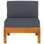 3-Sitzer-Gartensofa mit dunkelgrauem Akazienholzkissen von vidaXL, Gartensets - Ref: Foro24-3057946, Preis: 430,83 €, Rabatt: %