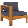 3-Sitzer-Gartensofa mit dunkelgrauem Akazienholzkissen von vidaXL, Gartensets - Ref: Foro24-3057946, Preis: 420,81 €, Rabatt: %