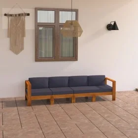 4-Sitzer-Gartensofa mit dunkelgrauem Kissen aus Akazienholz von vidaXL, Gartensets - Ref: Foro24-3057947, Preis: 521,36 €, Ra...