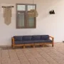 Sofá de jardín 4 plazas con cojín gris oscuro madera de acacia de vidaXL, Conjuntos de jardín - Ref: Foro24-3057947, Precio: ...