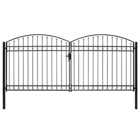 Doppeltor-Zauntor mit Bogen 400x200 cm schwarzer Stahl von , Gartentore - Ref: Foro24-143096, Preis: 509,24 €, Rabatt: %