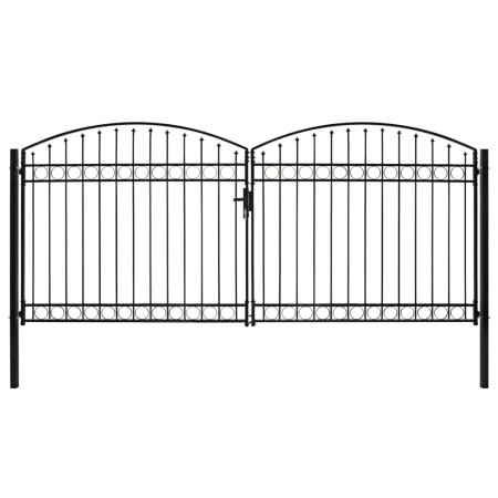 Cancela de valla doble puerta con arco 400x200 cm acero negro de , Puertas de jardín - Ref: Foro24-143096, Precio: 509,30 €