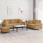 Set Sofas mit Kissen 3 Stück brauner Samt von , Sofas - Ref: Foro24-3202287, Preis: 623,48 €, Rabatt: %