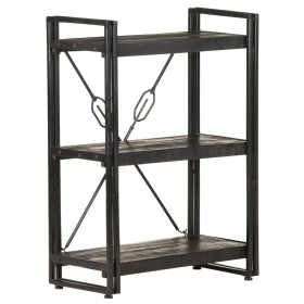 3-stöckiges Bücherregal aus massivem Mangoholz schwarz 60x30x80cm von , Bücherregale und Regale - Ref: Foro24-320626, Preis: ...