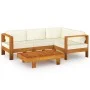 Garden furniture set, 5 pieces, cream white cushions, acacia wood. by vidaXL, Garden sets - Ref: Foro24-3057932, Price: 575,5...
