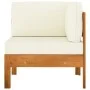 Garden furniture set, 5 pieces, cream white cushions, acacia wood. by vidaXL, Garden sets - Ref: Foro24-3057932, Price: 575,5...