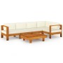 Gartenmöbel 6 Stück Kissen weiß cremefarbenes Akazienholz von vidaXL, Gartensets - Ref: Foro24-3057933, Preis: 755,52 €, Raba...