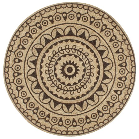 Alfombra de yute tejida a mano estampado marrón oscuro 90 cm de , Alfombras - Ref: Foro24-133704, Precio: 31,67 €, Descuento: %