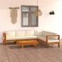 Gartenmöbel 7 Stück Kissen weiß cremefarbenes Akazienholz von vidaXL, Gartensets - Ref: Foro24-3057937, Preis: 855,41 €, Raba...