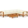 Gartenmöbel 7 Stück Kissen weiß cremefarbenes Akazienholz von vidaXL, Gartensets - Ref: Foro24-3057937, Preis: 855,41 €, Raba...