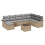 Conjunto de sofá de jardín con cojín 9 pcs Beige Poliratán