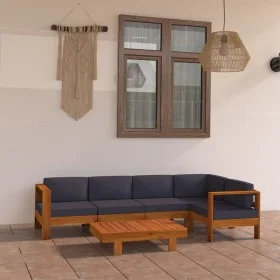 Garden furniture 6 pieces with dark gray acacia wood cushions by vidaXL, Garden sets - Ref: Foro24-3057952, Price: 890,14 €, ...