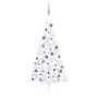 Halber Weihnachtsbaum mit Lichtern und Kugeln weiß 150 cm von , Weihnachtsbäume - Ref: Foro24-3077655, Preis: 52,02 €, Rabatt: %