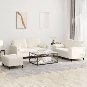 Set of sofas with cushions 3 pieces cream velvet by , Sofas - Ref: Foro24-3202012, Price: 571,62 €, Discount: %