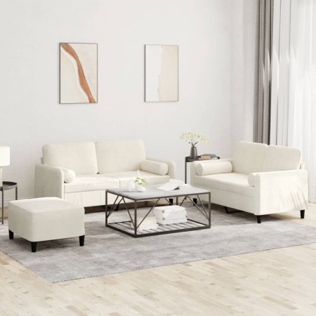 Set Sofas mit Kissen 3 Stück cremefarbener Samt von , Sofas - Ref: Foro24-3202012, Preis: 571,62 €, Rabatt: %