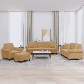 Set of sofas with 4 piece cushions brown velvet by , Sofas - Ref: Foro24-3202207, Price: 851,57 €, Discount: %