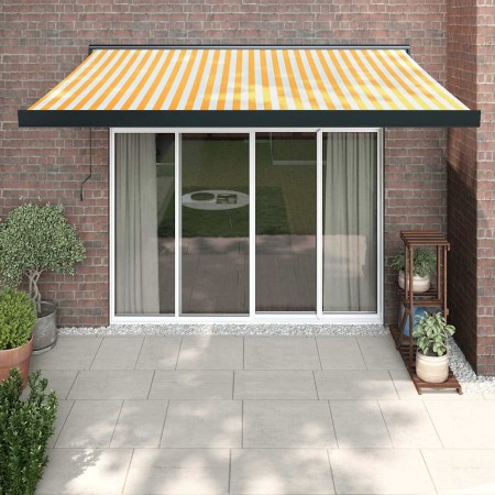 Toldo retráctil aluminio y tela blanco y amarillo 3x2,5 m de , Toldos - Ref: Foro24-3154606, Precio: 509,13 €, Descuento: %