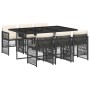 Set de comedor de jardín 7 pzas y cojines ratán sintético negro by , Garden sets - Ref: Foro24-3210906, Price: 397,11 €, Disc...