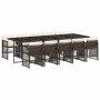 11 pcs garden dining set and cushions synthetic rattan brown by , Garden sets - Ref: Foro24-3210933, Price: 727,52 €, Discoun...
