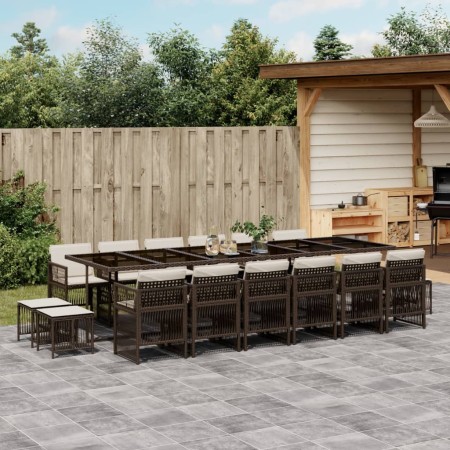 Set de muebles jardín 17 pzas y cojines ratán sintético marrón by , Garden sets - Ref: Foro24-3211005, Price: 939,75 €, Disco...