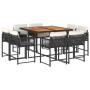 9-teiliges Garten-Esszimmerset und Kissen synthetisches Rattan schwarz von , Gartensets - Ref: Foro24-3211563, Preis: 493,40 ...