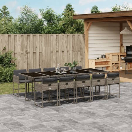 11-teiliges Garten-Esszimmerset und Kissen synthetisches Rattangrau von , Gartensets - Ref: Foro24-3211292, Preis: 678,27 €, ...