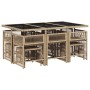 11-teiliges Garten-Esszimmer-Set mit beigen synthetischen Rattankissen von , Gartensets - Ref: Foro24-3211690, Preis: 530,06 ...