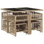 9 pcs garden dining set with cushions synthetic rattan beige by , Garden sets - Ref: Foro24-3211678, Price: 377,41 €, Discoun...