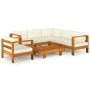 Garden furniture 7 pcs cushions white cream acacia wood by vidaXL, Garden sets - Ref: Foro24-3057936, Price: 880,23 €, Discou...