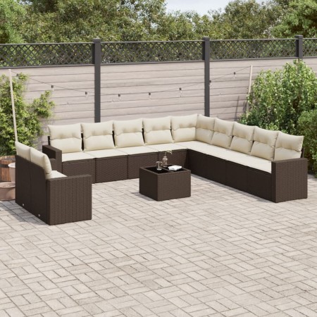 Set de sofás de jardín y cojines 12 pzas ratán sintético marrón by , Modular outdoor sofas - Ref: Foro24-3251540, Price: 830,...