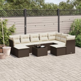 Set of 10 garden sofas and cushions synthetic rattan brown by , Garden sets - Ref: Foro24-3250422, Price: 611,56 €, Discount: %