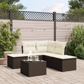 Set of 6-piece garden sofas and cushions synthetic rattan brown by , Garden sets - Ref: Foro24-3249572, Price: 338,03 €, Disc...
