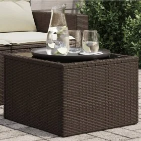Mesa de jardín superficie cristal ratán PE marrón 55x55x37 cm by , Garden tables - Ref: Foro24-366207, Price: 60,08 €, Discou...