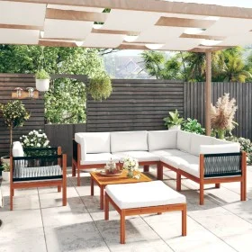 Garden furniture 8 pcs cream cushions solid acacia wood by vidaXL, Garden sets - Ref: Foro24-3057890, Price: 880,31 €, Discou...