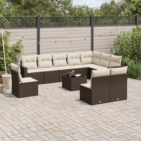 Set of garden sofas 11 pcs cushions synthetic rattan brown by , Garden sets - Ref: Foro24-3219113, Price: 691,82 €, Discount: %