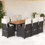 Set de comedor de jardín 9 pzas y cojines ratán sintético negro by , Garden sets - Ref: Foro24-3212473, Price: 1,00 €, Discou...