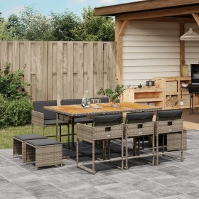 11 pcs garden dining set and cushions synthetic rattan gray by , Garden sets - Ref: Foro24-3211334, Price: 518,74 €, Discount: %