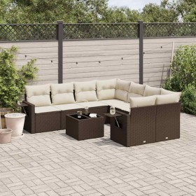 Set mit 9 Gartensofas und Kissen Kunstrattan braun von , Gartensets - Ref: Foro24-3252300, Preis: 613,09 €, Rabatt: %