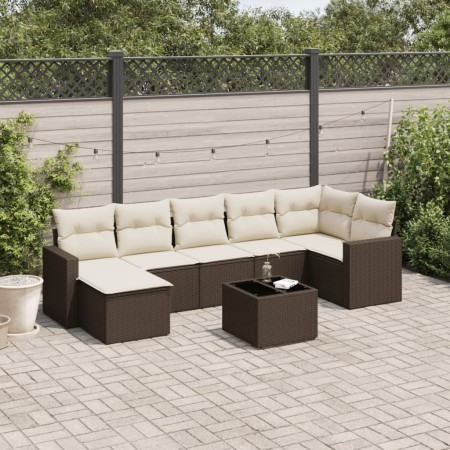 Set sofás de jardín 8 piezas y cojines ratán sintético marrón by , Garden sets - Ref: Foro24-3219283, Price: 509,94 €, Discou...