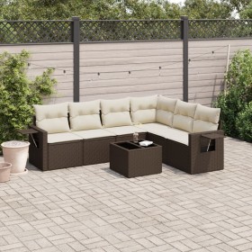 7-piece garden sofa set with brown PE rattan cushions by , Garden sets - Ref: Foro24-3252560, Price: 477,64 €, Discount: %
