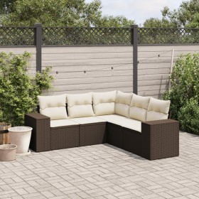 Set comedor de jardín 5 piezas y cojines ratán sintético marrón de , Conjuntos de jardín - Ref: Foro24-3254890, Precio: 379,8...